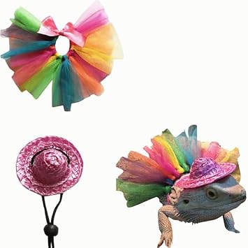 Halloween Bearded Dragon Clothes Accessories, Adjustable Bearded Dragon Lizard Hat Costumes for Reptile Lizard Gecko Small Pet Animals