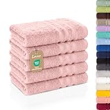 Lavea® 5er Set Gästehandtücher 30x50 cm, Weiche & Saugstarke Gästetücher aus 100% Baumwolle, Frottierserie Elena, Waschbar 60°C, Trocknergeeignet - Pastellrosa