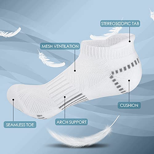 Image of Airacker Ankle Athletic Running Socks Cushioned Breathable Low Cut Sports Tab Socks for Men and Women (6 Pairs)