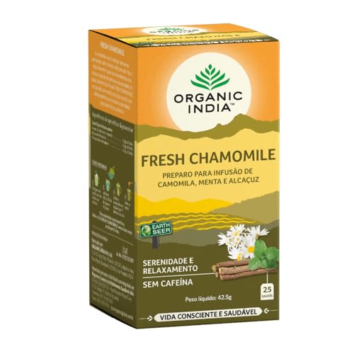 Chá Organic India Fresh Chamomile 25 Sachês Serenidade e Relaxame...
