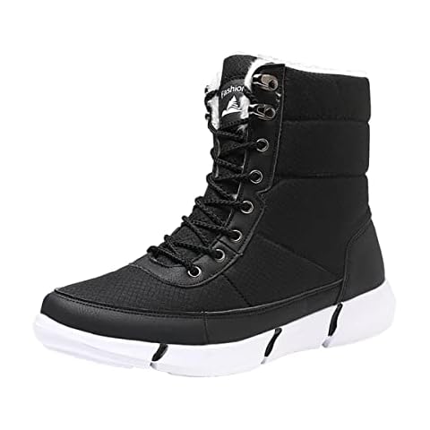 Meidiastra Unisex Waterproof Snow Boots Fully Fur Lined Cotton Booties High Top Outdoor Snow Sneakers Anti Slip Winter Shoes for Men Women Black 43 Cover