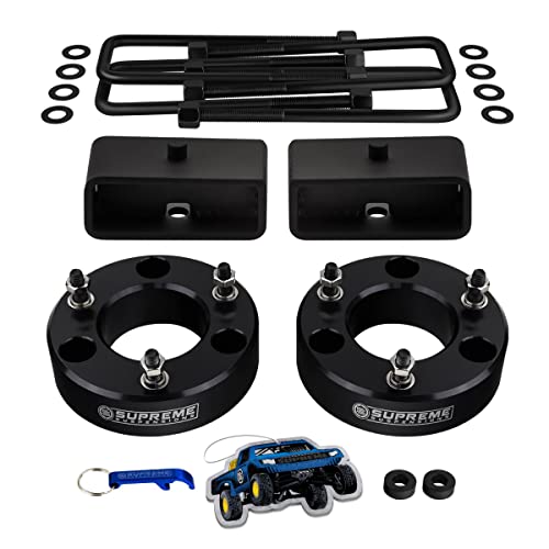 Supreme Suspensions - 2" Front + 2" Rear Full Suspension Lift Kit for 2007-2019 Chevrolet Silverado & GMC Sierra 1500 2WD 4WD (BLACK) - Microfiber Towel Included