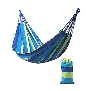 TASKHOUSE Cotton Fabric Canvas Travel Hammocks Ultralight Camping Hammock Portable Beach Swing Bed Tree Hanging 280 x 100 cm (Blue)