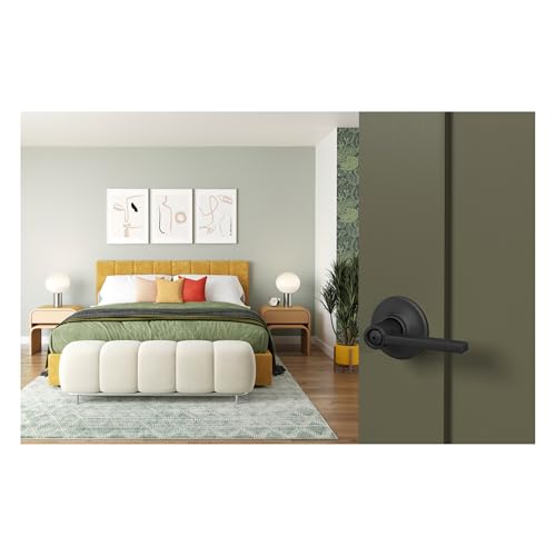 Schlage F40 LAT 622 COH Latitude Door Lever with Cohen Trim, Bed & Bath Privacy Lock, Matte Black by SCHLAGE - Image 5