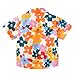 Toddler Hawaiian Shirt Boys Girls Short Sleeve Button Down Blouse Summer Beach Vacation Tropical (Orange, 12-18 Months)