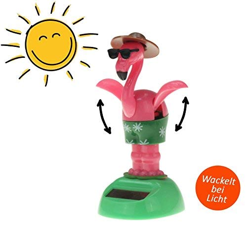 Preisvergleich Produktbild Flamingo Solar Wackelfigur mit Hut und Sonnenbrille Solarzelle, ca. 11 cm