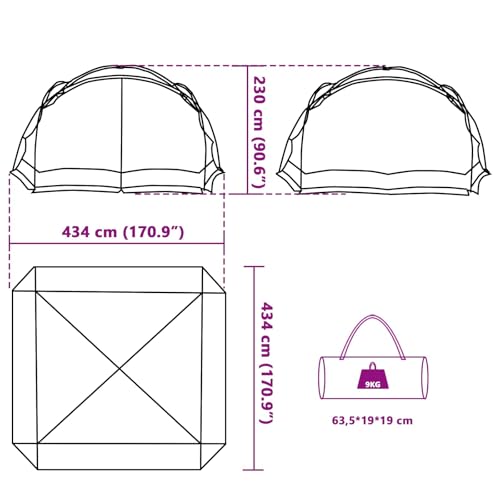 Carpa con techo para jardín de 434x434 cm ideal para cenas exteriores 5