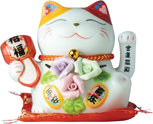 Jade Temple Tirelire en Porcelaine Maneki Neko avec Compartiments Blancs - 1 pièce