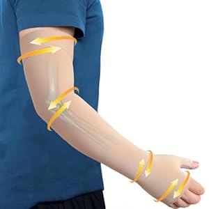 Medical Compression Arm Sleeve with Silicone Dot&Gauntlet for Women Men,20-30 mmHg Graduated Compression Full Arm Support for Edema,Post Surgery Recovery,Swelling,Pain Relief(Large,Single)