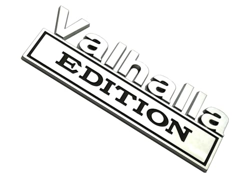 Image of 2pcs 7 inch Vikings Valhalla Edition Auto Emblems Truck Badge 3D Car Bumper Sticker Valhalla Edition Badges Decals Replacement Universal SUV Side Rear Trunk Door Viking Seasons (2, Chrome Black)