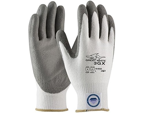 PIP Great White 3GX 19-D322 White/Gray 2XL Dyneema Cut-Resistant Gloves - EN 388 4, ANSI 3 Cut Resistance - Polyurethane Palm & Fingers Coating - 10.4 Length - 19-D322/XXL [PRICE is per PAIR]