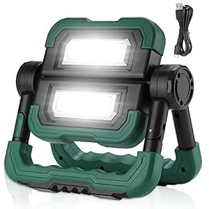 BONADE Led-werklamp, acculamp, oplaadbaar, USB-koplamp, draagbaar, campinglicht, stand-werkspot met 360 graden rotatie…