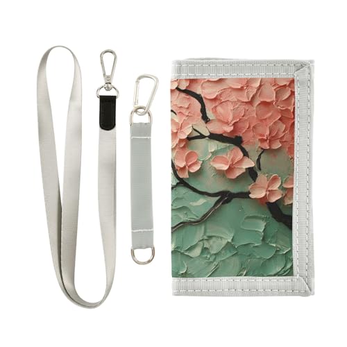 FOLIOSA Japanese Floral Tree Kids Wallet for Boys Girls Youth, Compact Fabric 4.9×2.9 in