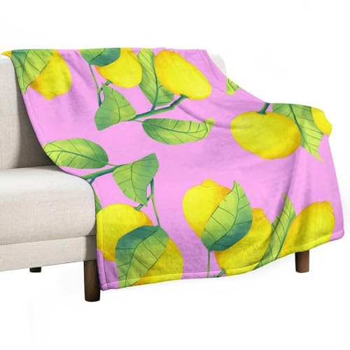 Couverture de lit en peluche plaid canapé décoration jaune citron - 2
