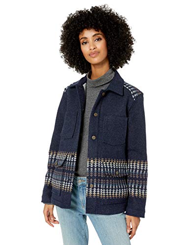Pendleton Women's Western Horizons Coat, Navy Harding Stripe Jacquard, LG