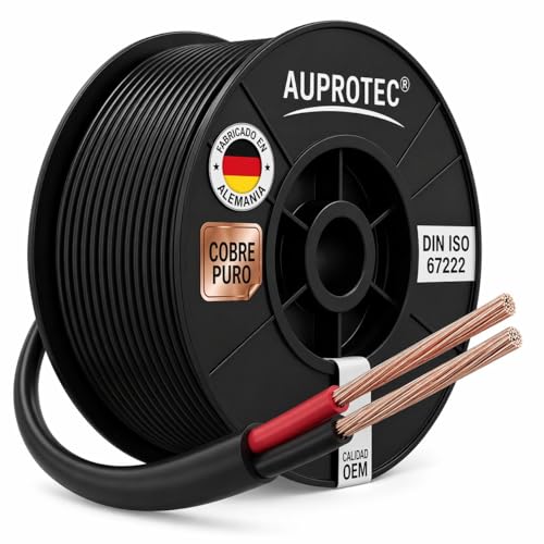 AUPROTEC 4.0mm² - 2 conductores, 10m cable eléctrico redondo I aislamiento de PVC de pared fina DIN ISO 6722 I FLRYY cable automotriz para coche, remolque y caravana