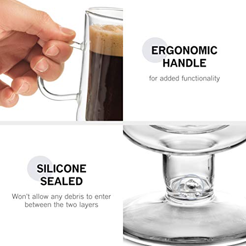 Luigi Bormioli Double Walled Irish Coffee Mugs - 8½ Oz (2 Pack) Insulated Tea Glasses, Drinking Glasses, For Latte, Espresso, Cappuccino, Desert Dish, Thermal Shock Resistant, For Hot - Cold Beverages #TOP5