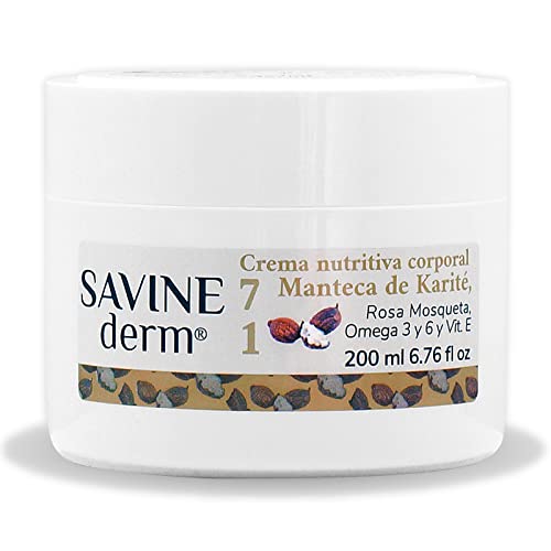 SAVINE DERM CREMA CORPORAL MANTECA DE KARITÉ 100% PURA - Crema hidratante para Pieles Secas  Previene Estrías  Hidratación intensa  Aporta Elasticidad y Suavidad a la Piel  Manteca de Karité 200 mL