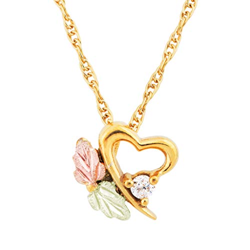 Landstroms Black Hills Gold Slanting Heart 2.5MM Diamond Pendant Necklace