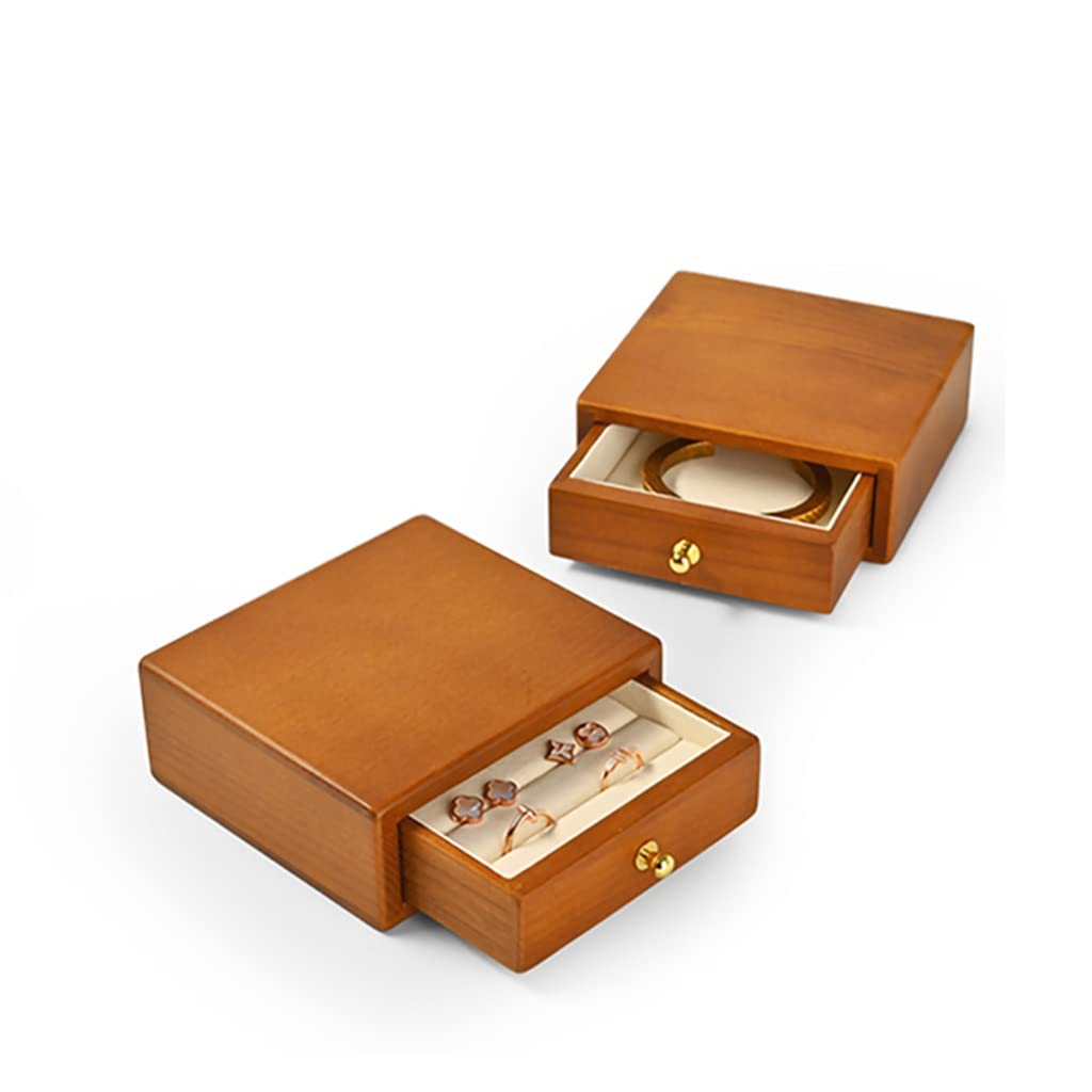 Estuche de Almacenamiento para Pendientes, Anillos, brazaletes y Collares, de Madera Maciza, con cajones pequeños, Organizador de Joyas, Caja de exhibición de Joyas