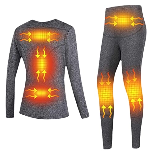 Ropa Interior Calefactable para Mujeres, Conjuntos De Ropa Interior Térmica con Cargadores USB Pantalones Calefactables para El Invierno Al Aire Libre (Color : Grey, Size : L) Cover