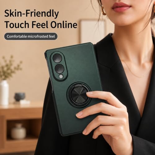Image of amazon basics for Samsung Galaxy Z Fold 8 5G Case with Magnetic Ring Holder, 360 Rotating Bracket, Hinge Protection Slim Anti-Drop Shockproof Case (Green)