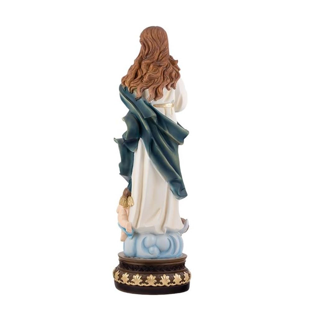 Virgen Inmaculada Figura 60 cm. Escultura ángeles peana Resina