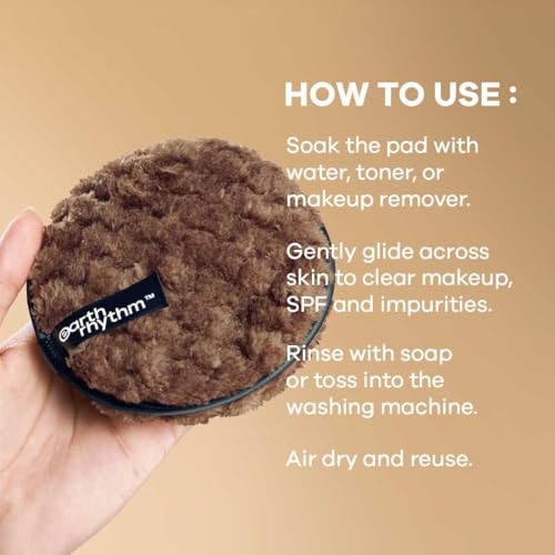 Earth Rhythm Instant Makeup Remover Pads, Deep Clean in 10 Seconds.Reusable & Eco-Friendly (Pack of 2)