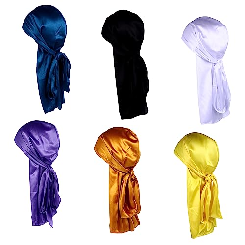 FOMIYES 6Pcs Long Tail Pirate Caps Breathable Headwrap for Men Women Stylish Turban Hats for Outdoor Activities Cycling Sports and More