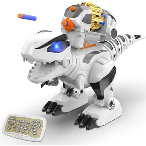 STEMTRON Programmable Remote Control Robot Dinosaur Toy for Kids, Interactive Robotic Dinosaur, Robo Dinosaur, RC Robot with Touch Sensing, LED Eyes, Dance & Music (Large Size) Cover