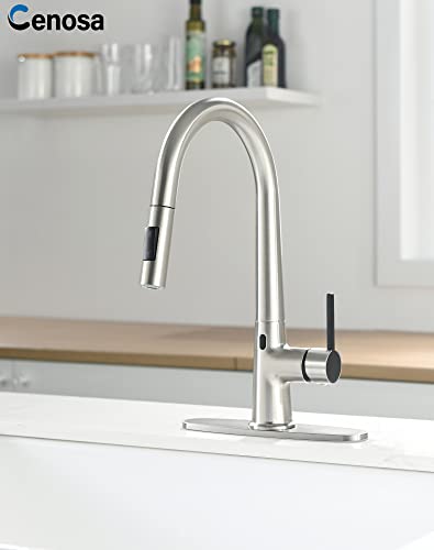 Touchless-Kitchen-Faucet-with-AC-Adapter-Smart-Motion-Sensor-Hands-Free-Single-Handle-Kitchen-Sink-Faucet-with-Pull-Down-Sprayer-Brushed-Nickel