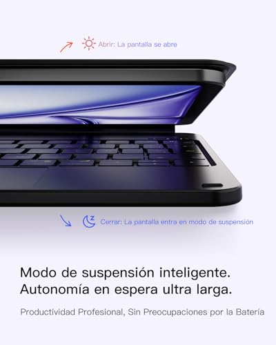 Inateck Neo Magic Teclado Magnético para Air 11'' 2024 M2, Teclado de Ajuste Fácil para Air 6/5/4 Gen, iPad Pro 11 4/3/2/1 Gen, Soporte Flotante, Retroiluminación 7 Colores, con Trackpad, KB09119