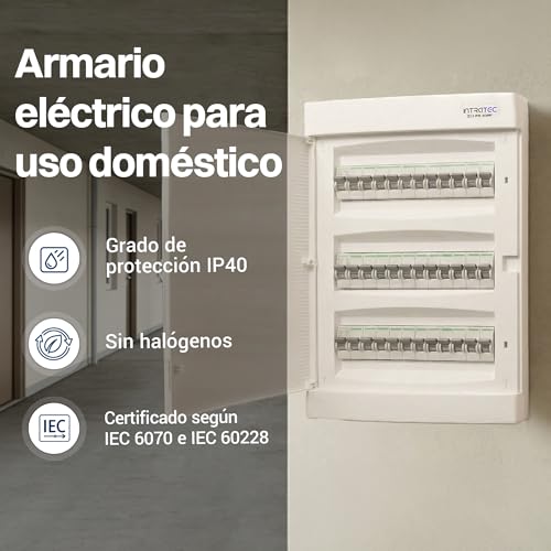 Miniatura 4 de Intratec Caja De Distribución Empotrada 3 Fila Caja De Distribución Ip40 Para 36 Módulos Con Puerta Blanco Y Riel Para Instalación Eléctrica Fácil En Casa Y Negocios 482 X 283 X 106mm