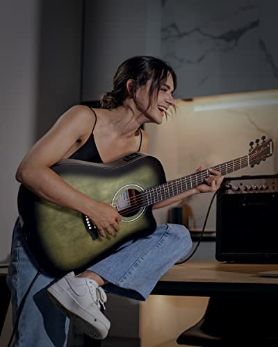 Image of Donner Acoustic Electric Guitar Full Size Kit for Beginner Intermediate with Amplifier Capo Pick Tuner Strings Strap - 41 Inch