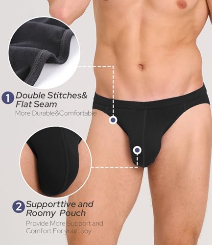 BAMBOO COOL Men's Bikini Underwear Soft Breathable Mens Bikini Briefs Tagless Mens Sexy Underwear with Contour Pouch 5 Pack3