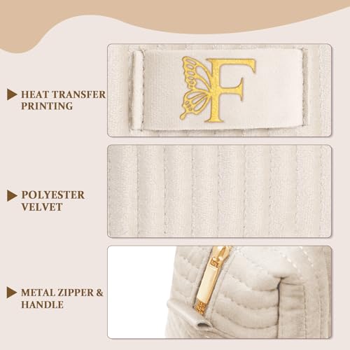 Image of COSHAYSOO Personalized Bridesmaid Proposal Gifts Initial Makeup Bag Letter F, Bachelorette Party Bridal Shower Maid of Honor Gift for Wedding, Monogrammed Cosmetic Pouch for Bride Mother