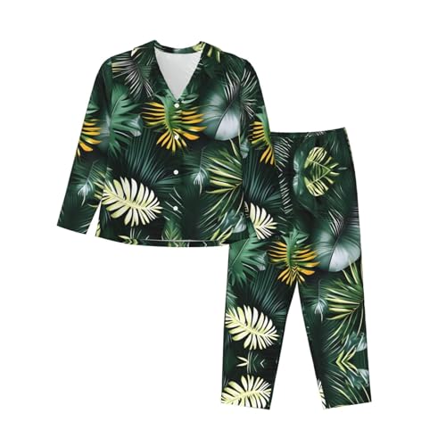 Pyjama 2 pièces à manches longues femme imprimé tropical pour dormir