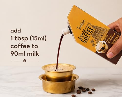 Image of Trelish Coffee Concentrate - South Indian Filter, 255ml Pouch -17 servings| Coffee decoction| Perfect for authentic South Indian filter coffee,coffee decoction,Sugar Free, No Refrigeration, Travel Friendly