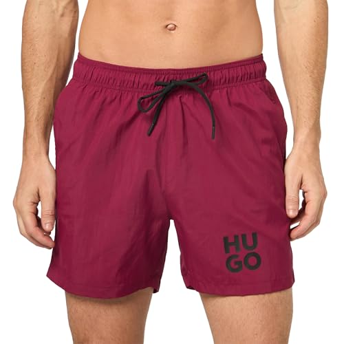 HUGO, Block Logo Swim Trunk, Plum, M