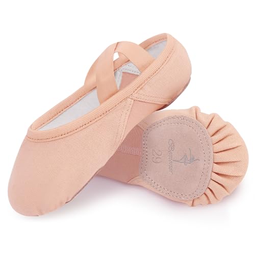Bezioner Ballettschuhe Mädchen Hochelastisch Ballettschläppchen Damen Tanzschuhe Mit Geteilte Ledersohle für Kinder und Erwachsene