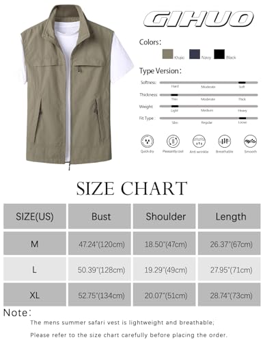 Gihuo Mens Casual Lightweight Travel Vest Summer Utility Safari Vest Sleeveless Jackets for Travel Hiking Fishing2