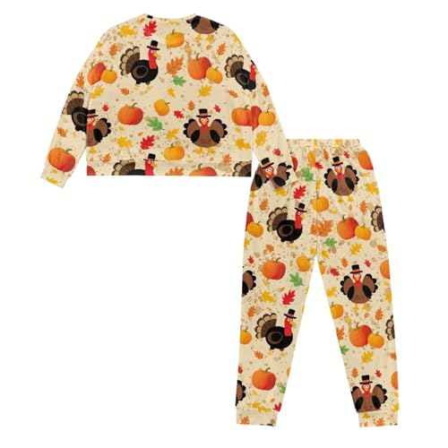 Image of Womens Lounge Set Long Sleeve Soft Pajama Sets Casual 2 Piece Pj Outfit Crewneck Sleepwear with Pockets Plus Size