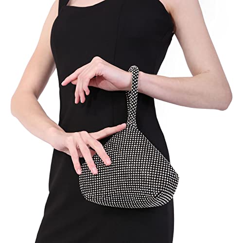 Image of Women's Evening Bag- Upgraded Larger Size Full Rhinestones Bling Wrist Clutch Purse for Party Wedding Date Night