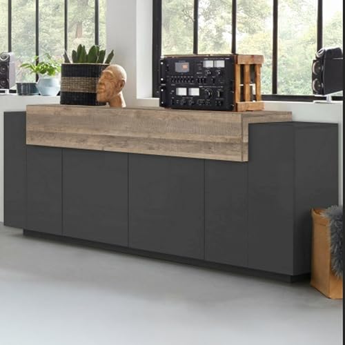 Dmora - Buffet de cuisine Loris, Buffet de salon, 100 % fabriqué en Italie, 220 x 45 h 86 cm,...