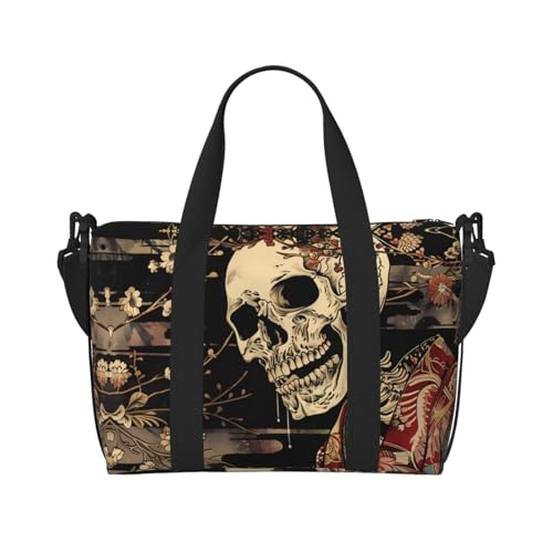 Carry On Duffle Bags Overnight Weekender Bags for Women, Gothic Eastern Floral Skull Personal Item Travel Bag, Travel Essentials Sport Gym Bag for Men Women