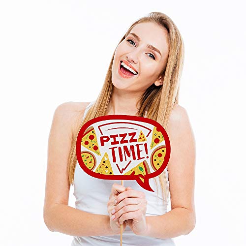 Big Dot of Happiness Pizza Party Photo Booth Props Kit - Professional 20-Piece Set, Premium Cardstock Selfie Props, Birthday Party Baby Shower Photography Accessories, Italian Theme Party Decorations
