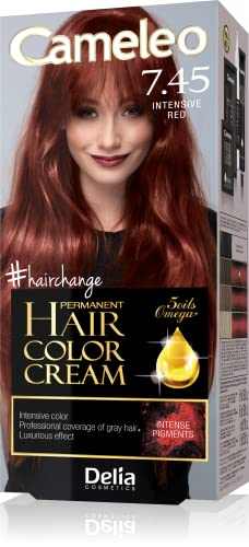 Cameleo - Crema Colorante Permanente para el Cabello - Rojo Intenso - Color Intenso y Protección - 5 Aceites + Ácidos Omega Plus - Tinte para el Cabello Profesional y Lujoso - Kit Completo