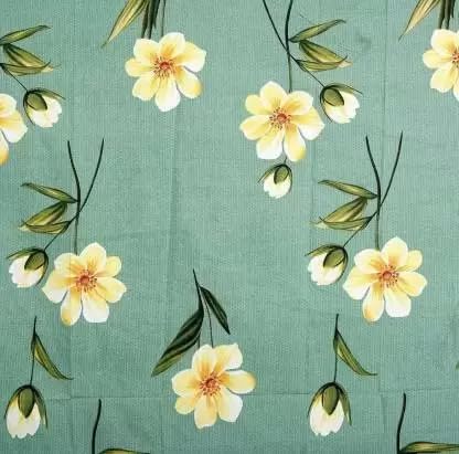 Image of DECORUM 3 D Polycotton Queen Size Bedsheet 90 X 90 Inch with 2 Pillow Cover (Green Flower)