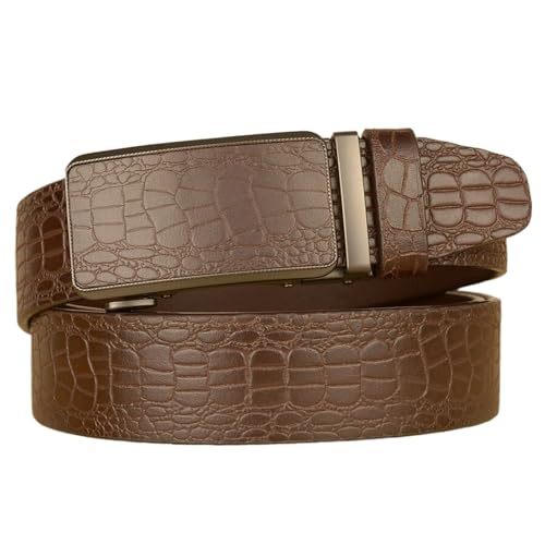 Mens Belt Ratchet, Cowboy Western Leather Belts for Men Square Alloy Buckle Crocodile Pattern Embossed Belt