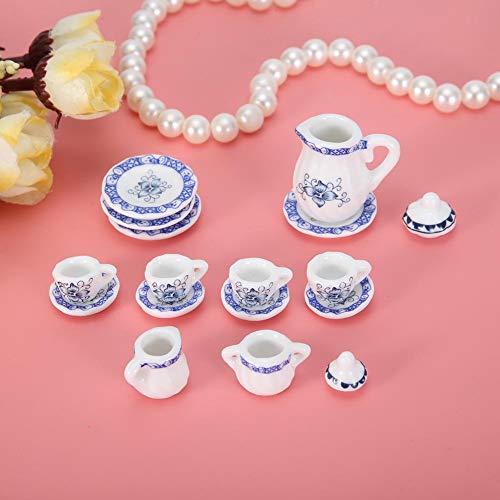 1:12 Puppenhaus Zubehör, 15 stücke Mini Porzellan Blume Teetasse Set Puppenhaus Dekor Küche Miniatur Simulation Möbel… – Bild 6